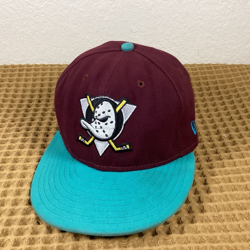 Anaheim Ducks Maroon 20th Anniversary New Era Sz 7 Fitted Hat Hockey